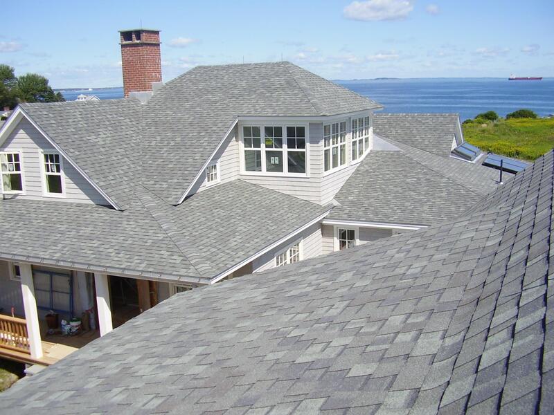 Gray roofing installed on beach house with ocean view