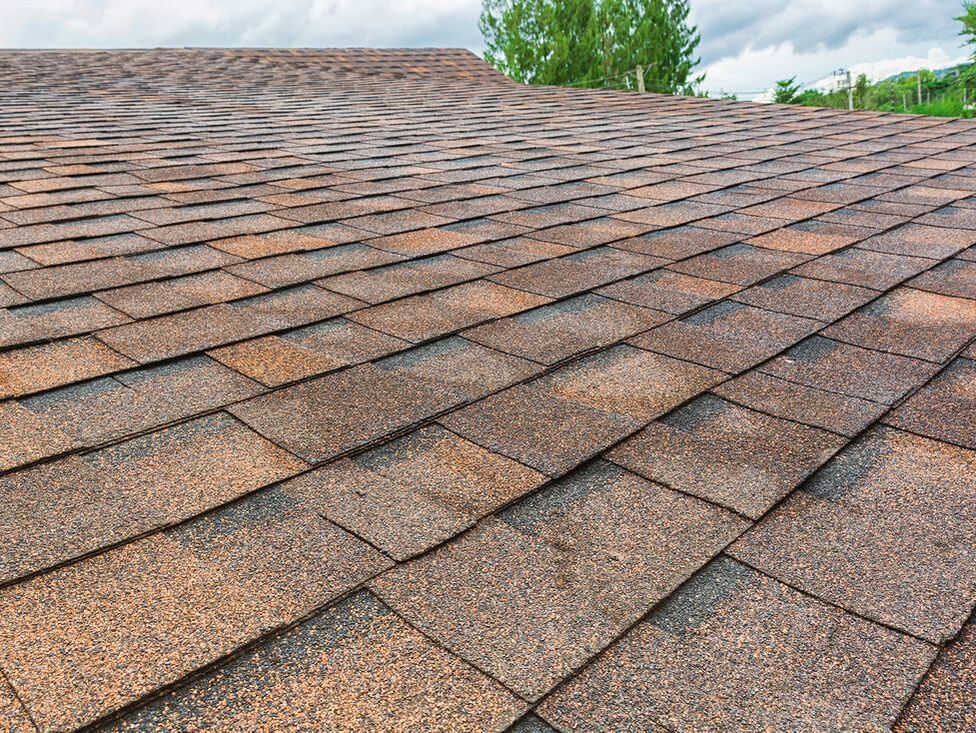 Brown asphalt roofing shingles